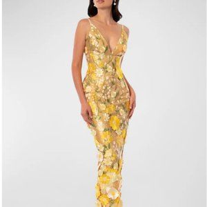 HELSI "Norah" sequin gown with 3D floral appliqué